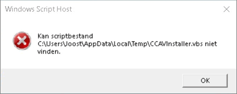 Windows Scripting Host: Kan scritbestand ... vbs niet vinden