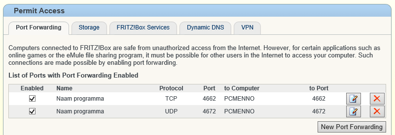 Verlichting ontslaan Bowling Poorten openzetten (UDP/TCP) van het modem en de router