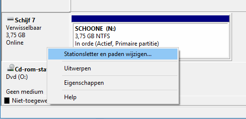 Schijfbeheer: Stationsletter en paden wijzigen (voor het koppelen aan een NTFS-map)