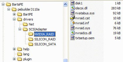 Opslaglocatie RAID-drivers in de PE Builder locatie voor RAID-ondersteuning in BartPE.