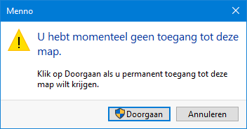 Machtigingen: geen toegang tot map
