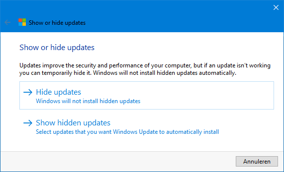 Spring Creators Update: Show or hide updates