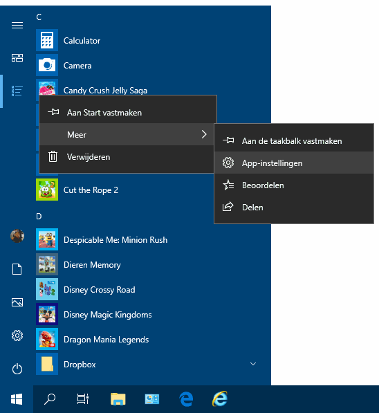 Windows 10: app-instellingen openen