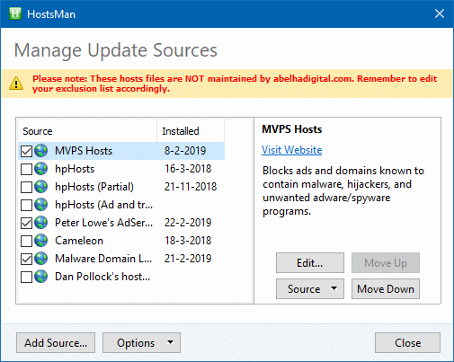 HostsMan update sources