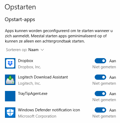 Opstartende apps uitschakelen