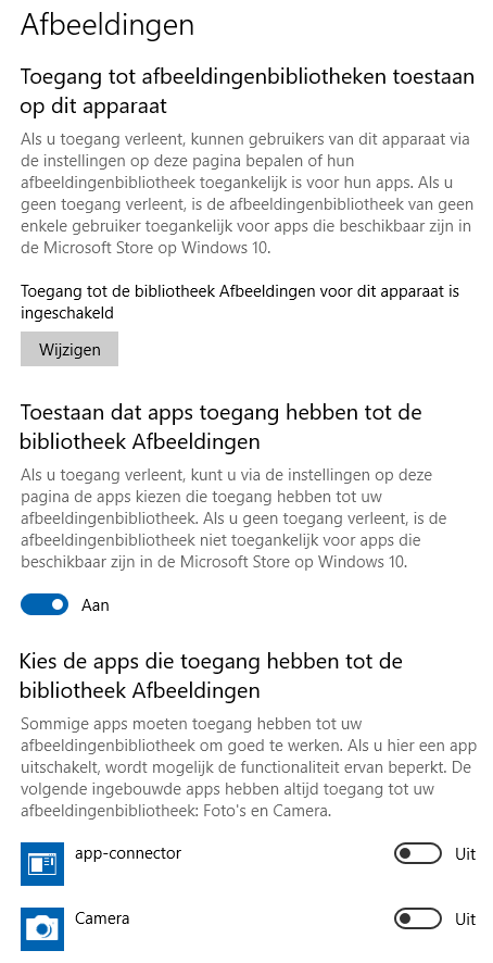 Windows 10 pivacy instellingen: toegang tot apps