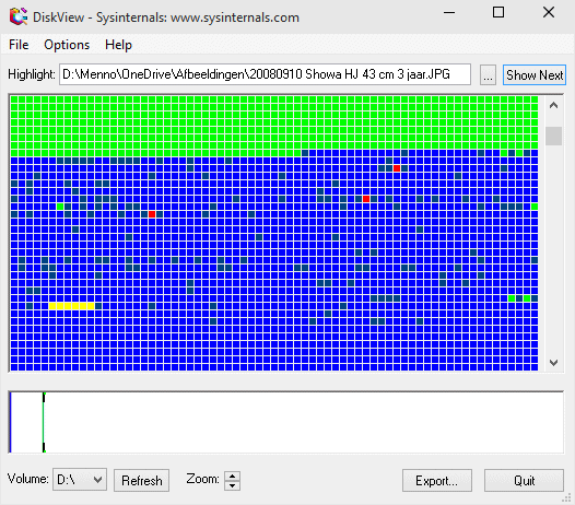 Bestandsindeling analyseren met Sysinternals DiskView