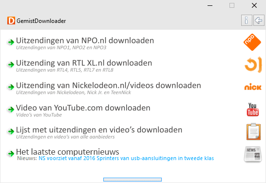 GemistDownloader: keuze Nederlandse TV zender