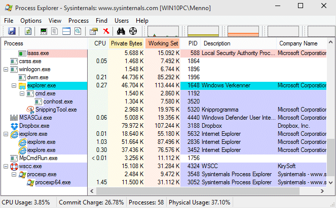 Sysinternals Process Explorer