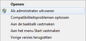Als administrator uitvoeren