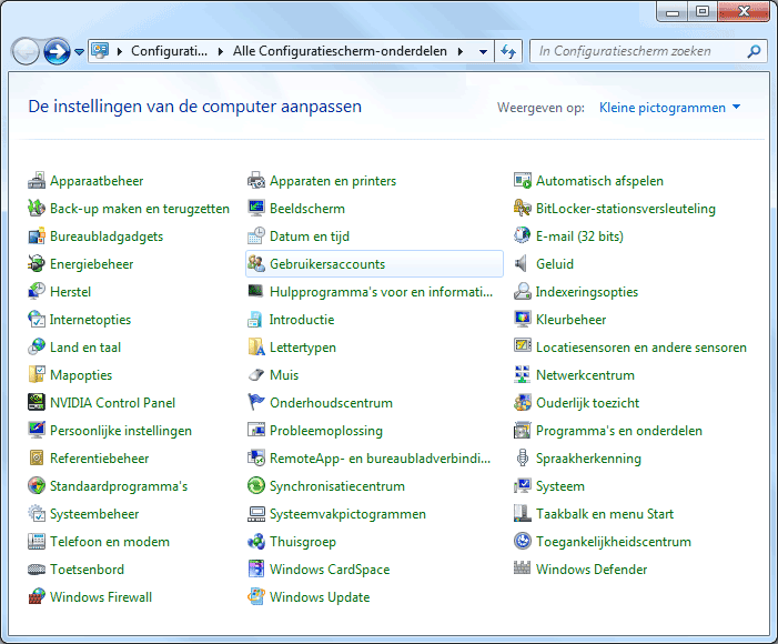 var står de piktogram för Windows 7