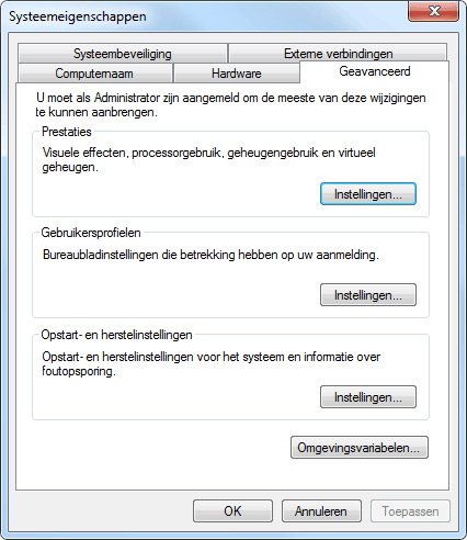 Geavanceerde systeeminstellingen