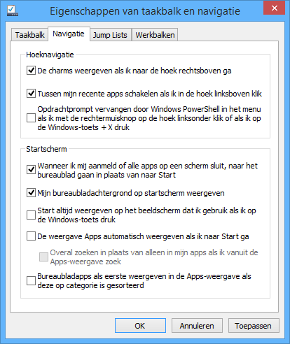 Windows 8 Standaard opstarten naar het bureaublad